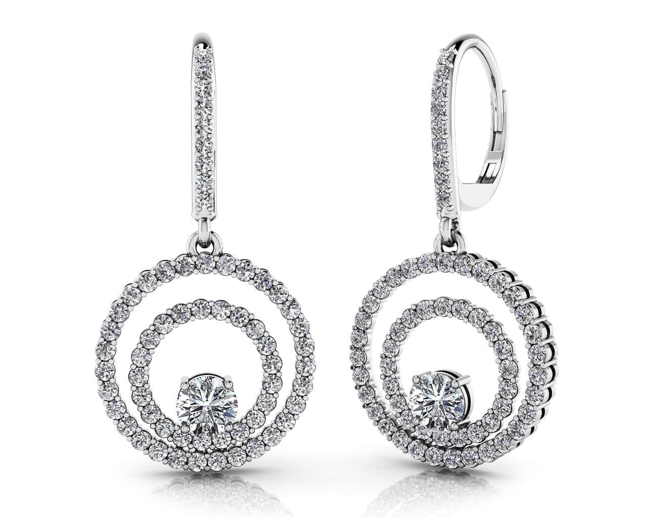 Double Circle Diamond Earrings Diamond with 2.12 ct.(finished) 1.4mm, 4.2mm